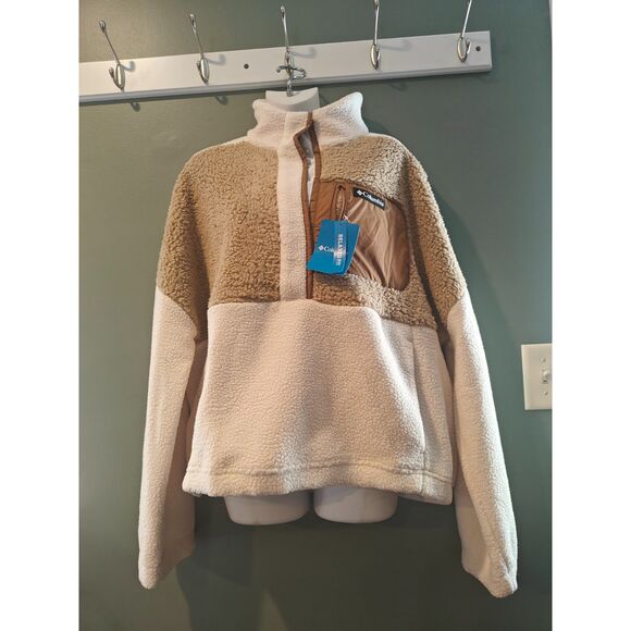 Columbia Women's Half Zip Fleece Cropped Pullover Color Chalk Beach  XXL NWT - Picture 3 of 4